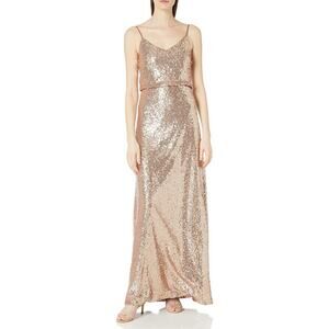 New Jenny Yoo Sz 10 Jules Sequin Blouson Gown Bridesmaid Rose Gold Prom Dress